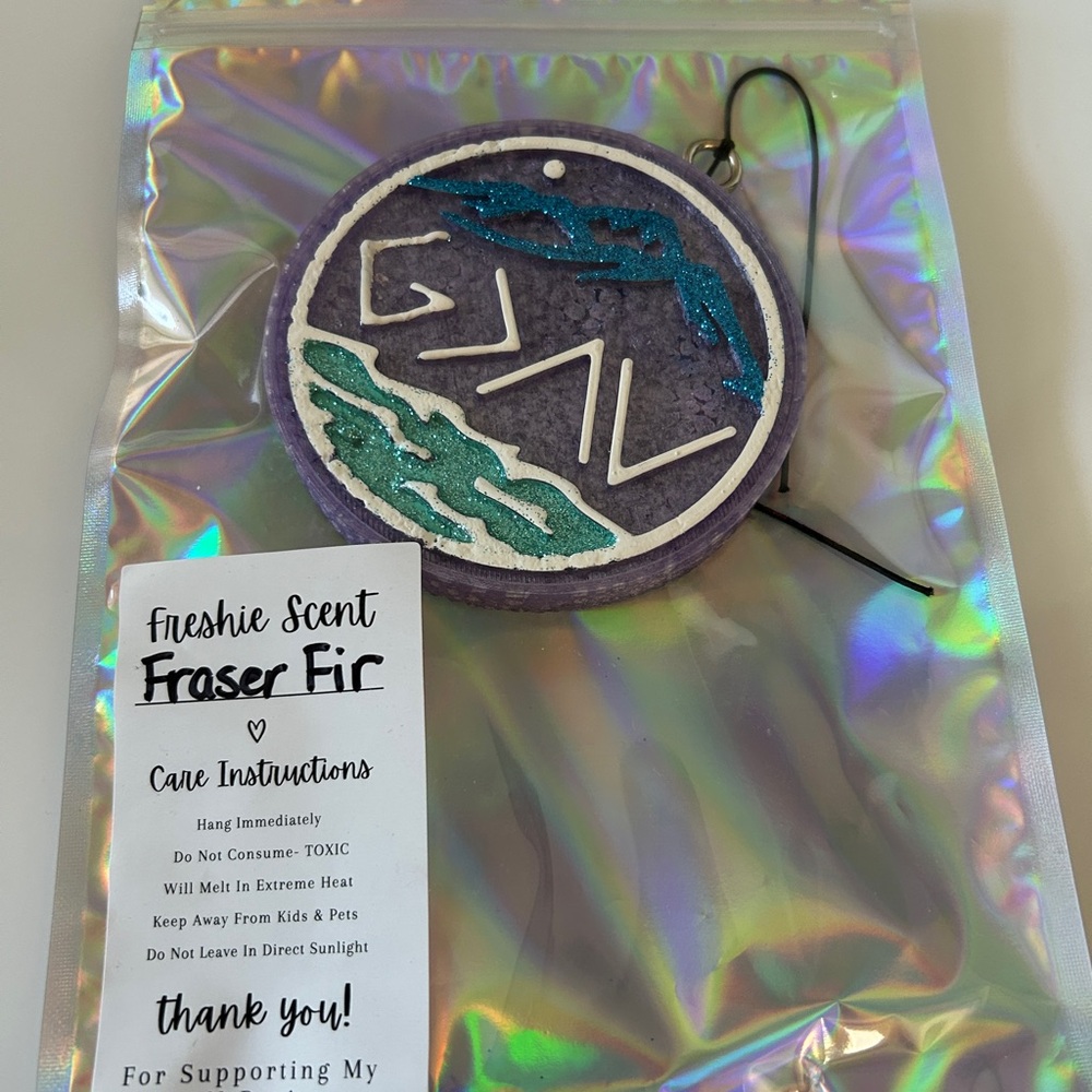 Purple and Teal Round Car Freshener